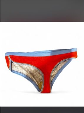 Red Bikini Bottom with Light Blue Trim